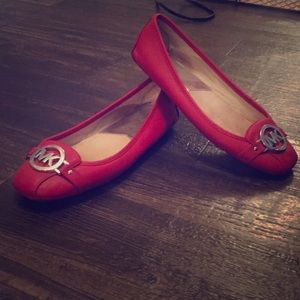 Red Michael Kors Driver Flats